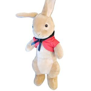 Peter Rabbit Plush Toy 16" Beige Bunny W/ Red Jacket Black Scarf Polyester Kids